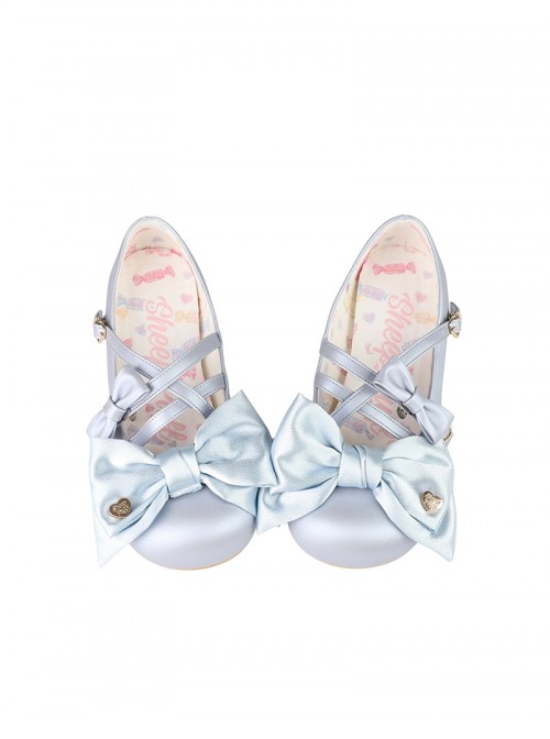Satin Sugar Series Sweet Lolita Elegant Satin Bowknot PU Low Heel Round Toe Mary Jane Shoes