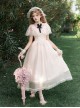 Morning Mist Manor Series Classic Lolita Sweet Elegant Edwardian Collar Ruffle Short Sleeve Tulle Lace Long Dress