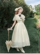 Morning Mist Manor Series Classic Lolita Sweet Elegant Edwardian Collar Ruffle Short Sleeve Tulle Lace Long Dress