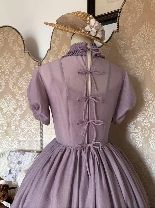Glass Candy Antique Series Classic Lolita Elegant Daily Soft Lace Bubble Sleeve Long Dress