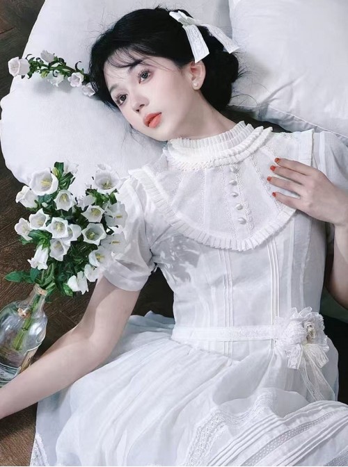 Glass Candy Antique Series Classic Lolita Elegant Daily Soft Lace Bubble Sleeve Long Dress