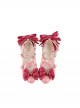 Witch Key Series Sweet Lolita Elegant Satin Large Bowknot Pearl Chain Pointed Toe High Heel Shoes