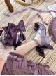 Witch Key Series Sweet Lolita Elegant Satin Large Bowknot Pearl Chain Pointed Toe High Heel Shoes