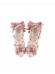 Witch Key Series Sweet Lolita Elegant Satin Large Bowknot Pearl Chain Pointed Toe High Heel Shoes