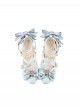 Witch Key Series Sweet Lolita Elegant Satin Large Bowknot Pearl Chain Pointed Toe High Heel Shoes