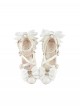 Witch Key Series Sweet Lolita Elegant Satin Large Bowknot Pearl Chain Pointed Toe High Heel Shoes