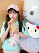 Summer Cool Mint Green Kawaii Fashion Loose Comfortable Cake Print Lace Spliced Short Sleeve T-Shirt