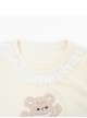 Summer Kawaii Fashion Yellow Energetic Girl Cake Embroidered Cotton Pinafore Dress Bear Collar T-Shirt Set
