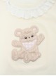 Summer Kawaii Fashion Yellow Energetic Girl Cake Embroidered Cotton Pinafore Dress Bear Collar T-Shirt Set