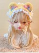 Sweet Cute Childlike Kawaii Fashion Yellow Plush Bear Ears Candy Lace Headband