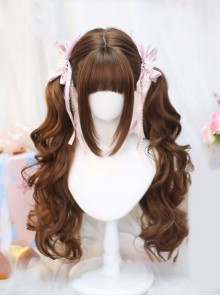 Japanese Style Straight Bangs Sweet Lolita Cute Daily Versatile Curly Long Wig