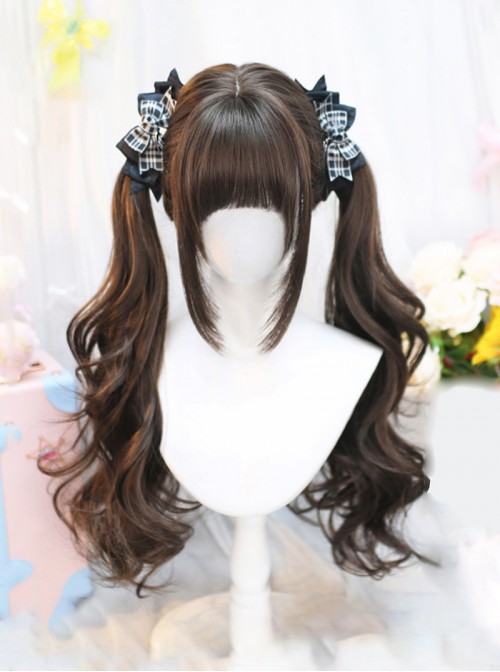 Japanese Style Straight Bangs Sweet Lolita Cute Daily Versatile Curly Long Wig