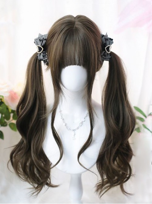 Japanese Style Straight Bangs Sweet Lolita Cute Daily Versatile Curly Long Wig