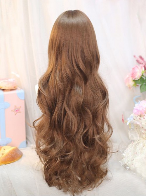 Japanese Style Straight Bangs Sweet Lolita Cute Daily Versatile Curly Long Wig