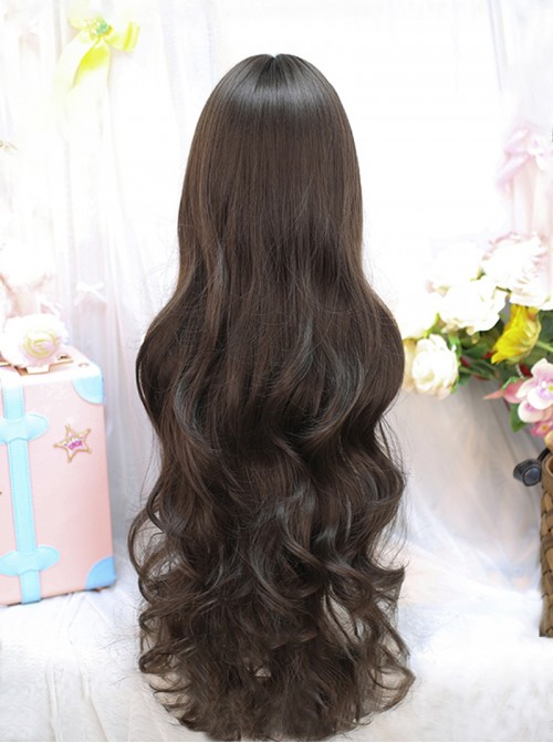 Japanese Style Straight Bangs Sweet Lolita Cute Daily Versatile Curly Long Wig