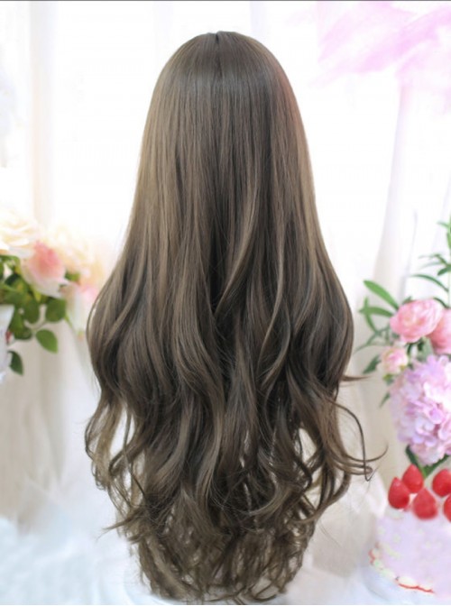 Japanese Style Straight Bangs Sweet Lolita Cute Daily Versatile Curly Long Wig