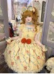Ribbon Cat Series Sweet Lolita Japanese Showa Style Bright Cake Print Bubble Sleeve Dress