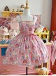 Ribbon Cat Series Sweet Lolita Daily Japanese Showa Retro Style Printed Sleeveless Dress