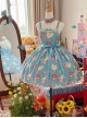 Ribbon Cat Series Sweet Lolita Daily Japanese Showa Retro Style Printed Sleeveless Dress