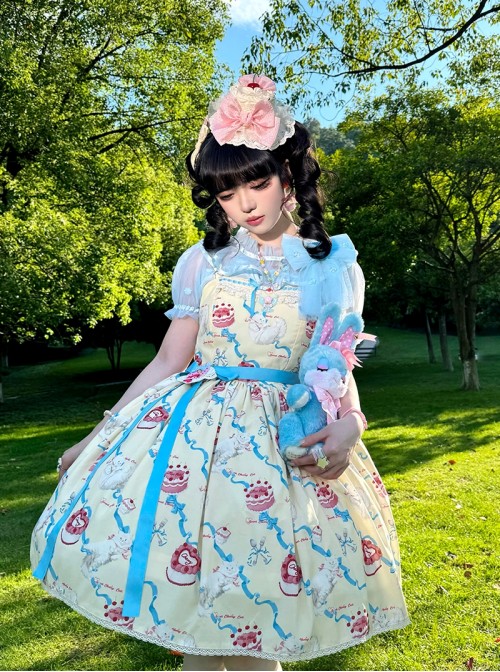 Ribbon Cat Series Sweet Lolita Daily Japanese Showa Retro Style Printed Sleeveless Dress