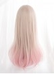 Creamy Pink Gradient Color Sweet Lolita Cute Soft Ombre Straight Bangs Long Straight Wig