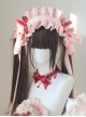 Strawberry Fantasy Series Sweet Lolita Light Pink Wide Ruffles Lace Bowknot Headband