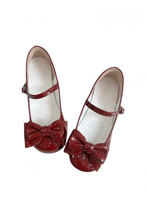 Sweet Lolita Comfortable Low Heel Daily Commute Round Toe Bowknot Mary Jane Shoes