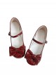Sweet Lolita Comfortable Low Heel Daily Commute Round Toe Bowknot Mary Jane Shoes