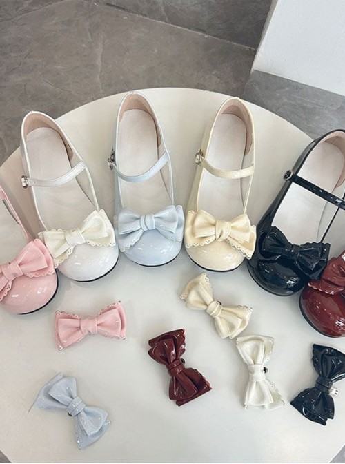 Sweet Lolita Comfortable Low Heel Daily Commute Round Toe Bowknot Mary Jane Shoes