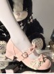 Mousse Cake Series Sweet Lolita Bowknot Heart Button Cute Round Toe Low Heel Mary Jane PU Shoes