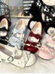 Mousse Cake Series Sweet Lolita Bowknot Heart Button Cute Round Toe Low Heel Mary Jane PU Shoes