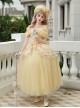 Sissi Parade Series Classic Lolita Yellow Corset Cape Long Tulle Skirt Bowknot Bonnet Headpiece Set