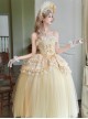 Sissi Parade Series Classic Lolita Yellow Corset Cape Long Tulle Skirt Bowknot Bonnet Headpiece Set