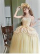 Sissi Parade Series Classic Lolita Yellow Corset Cape Long Tulle Skirt Bowknot Bonnet Headpiece Set