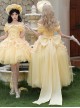 Sissi Parade Series Classic Lolita Yellow Corset Cape Long Tulle Skirt Bowknot Bonnet Headpiece Set