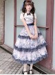 Accumulated Cloud Series Classic Lolita Deep Blue Summer Chiffon Multi Layered Cloud Print Camisole Dress