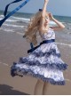 Accumulated Cloud Series Classic Lolita Deep Blue Summer Chiffon Multi Layered Cloud Print Camisole Dress