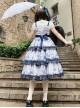 Accumulated Cloud Series Classic Lolita Deep Blue Summer Chiffon Multi Layered Cloud Print Camisole Dress
