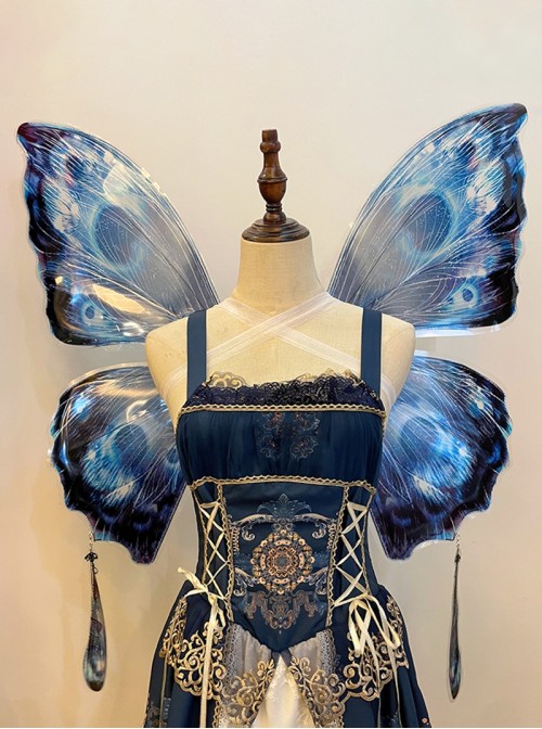 Blue Dreamy Classic Lolita Cosplay Performance Props Decoration Fairy Butterfly Wings