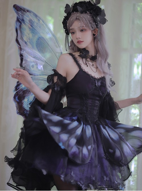 Blue Dreamy Classic Lolita Cosplay Performance Props Decoration Fairy Butterfly Wings