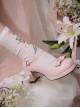 Petal Edge Heart Shape Metal Buckle Sweet Lolita Elegant Bow Round Toe High Heel Mary Jane Shoes