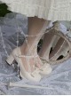 Petal Edge Heart Shape Metal Buckle Sweet Lolita Elegant Bow Round Toe High Heel Mary Jane Shoes