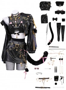 Game Naraka Bladepoint Halloween Cosplay Feria Shen Justice Feline Costume Set