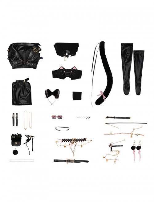 Game Naraka Bladepoint Halloween Cosplay Feria Shen Justice Feline Costume Set