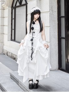 Dream Series Kawaii Fashion Music Festival Versatile Retro Trendy Big Pleated Hem Sleeveless Dress Set