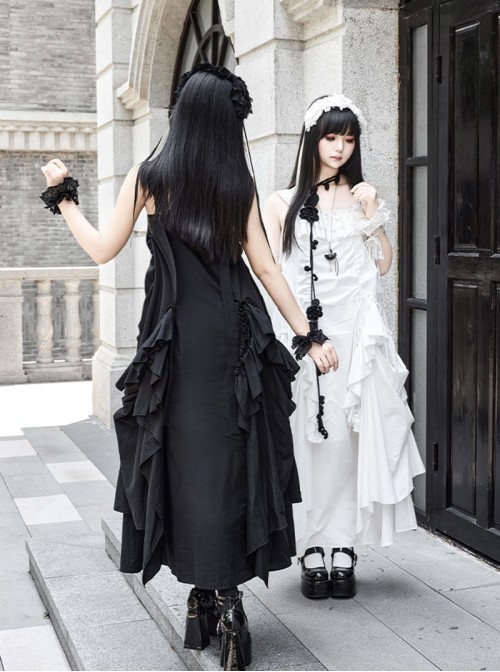 Dream Series Kawaii Fashion Music Festival Versatile Retro Trendy Big Pleated Hem Sleeveless Dress Set