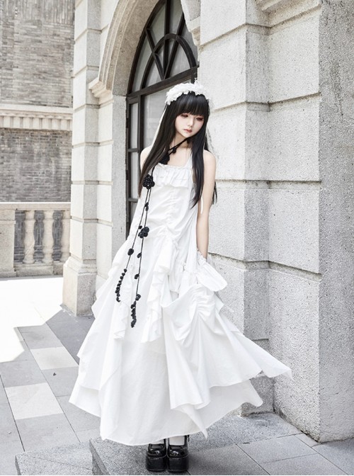Dream Series Kawaii Fashion Music Festival Versatile Retro Trendy Big Pleated Hem Sleeveless Dress Set
