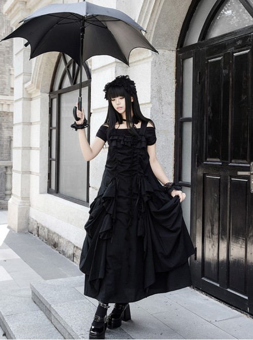 Dream Series Kawaii Fashion Music Festival Versatile Retro Trendy Big Pleated Hem Sleeveless Dress Set