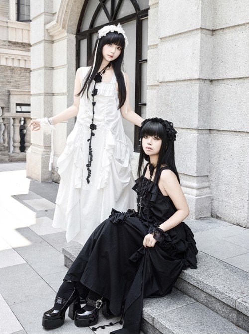 Dream Series Kawaii Fashion Music Festival Versatile Retro Trendy Big Pleated Hem Sleeveless Dress Set