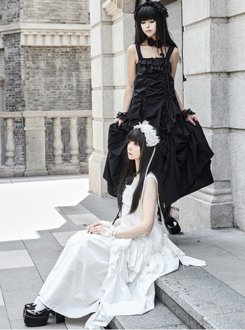 Dream Series Kawaii Fashion Music Festival Versatile Retro Trendy Big Pleated Hem Sleeveless Dress Set